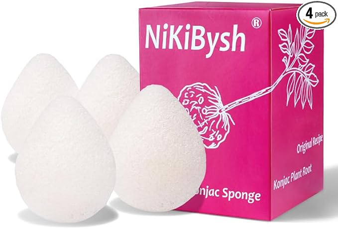Konjac Facial Sponges for Washing Cleaning Face Body Natural Konjac Face Sponge Set for Cleansing and Exfoliating Set of 4