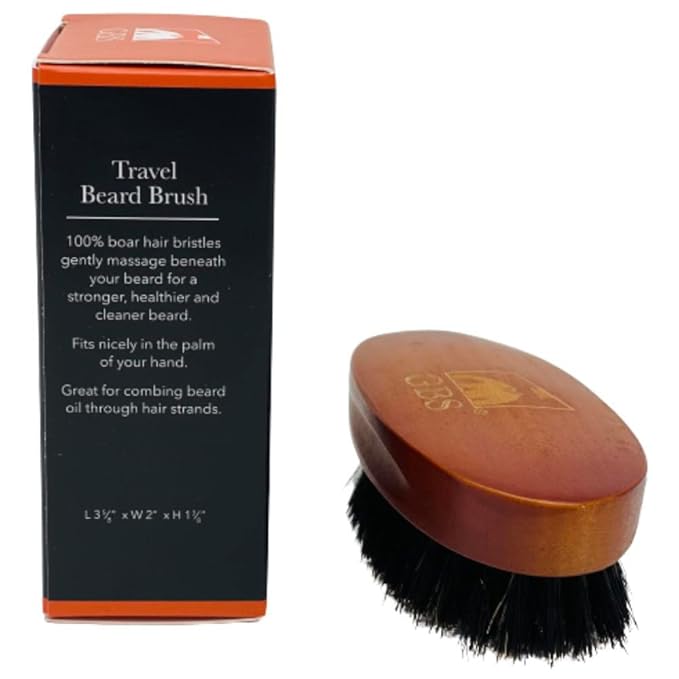 G.B.S 2 Pack Beard Travel Brush with Boar Bristles Great for Dry or Wet Beards Distributes Balm, Oil for Growth and Shine and Softness Professional Durable Camping