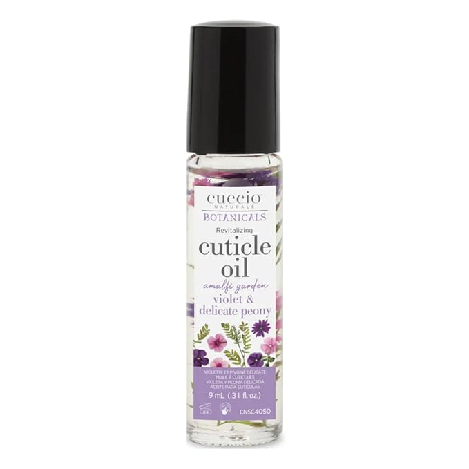 Cuccio Naturale Roll-On Cuticle Oil – Violet & Delicate Peony Scent, 9mL Travel Rollerball – Revitalizing Cold-Pressed Oils for Dry Cuticles, Nourishing Hydration with Real Flowers & Botanicals