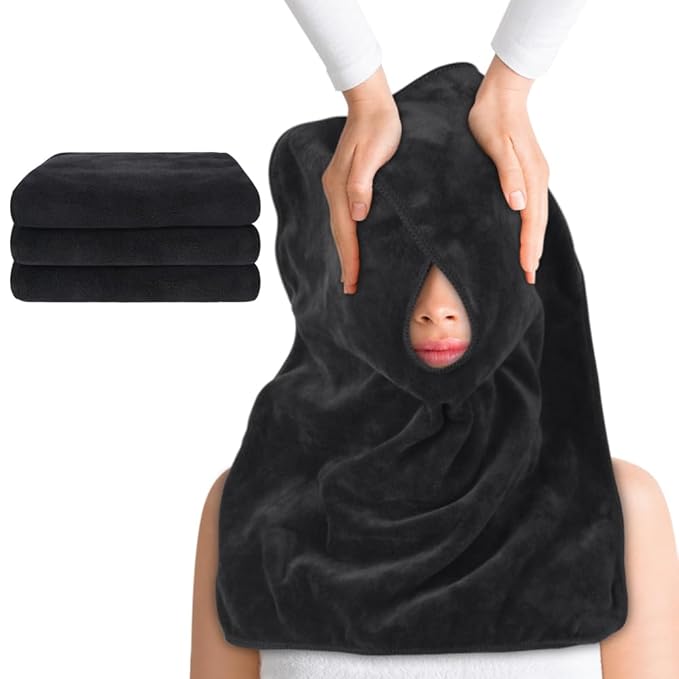 SINLAND Microfiber Esthetician Towels for Facials Mask Removing Face Wrap Soft Facial Cloth with Split Design Spa Towels for Facial Steam Massage and Cleansing