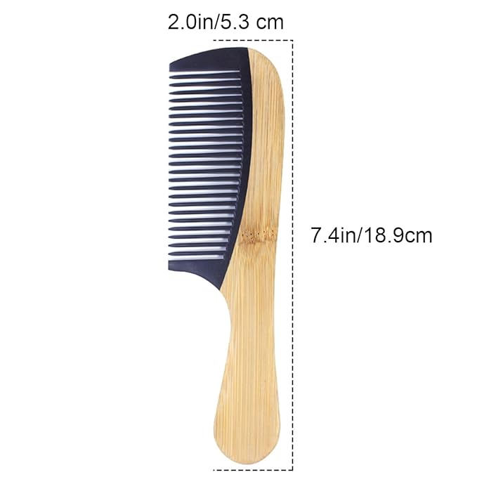 Natural Handmade Bamboo Hair Combs for Women Men, Anti-Static for All Hairstyles & Beard(7.4 in)