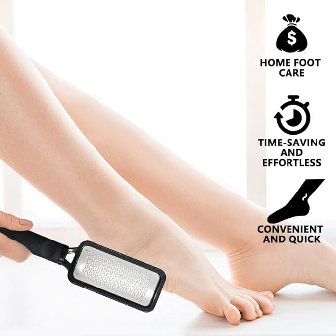 Foot File Stainless Steel Foot Rasp Callus Remover Professional Scrubber Pedicure Tools for Feet Care Remove Hard Ski Can Be Used On Both Dry and Wet Feet