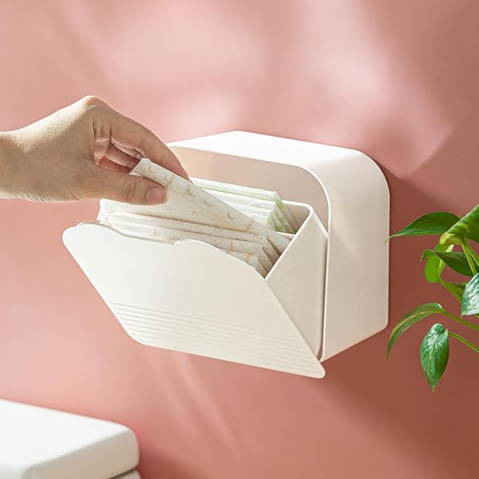 Poeland Wall Mounted Storage Box Small Item Organizer Sanitary Napkins Holder