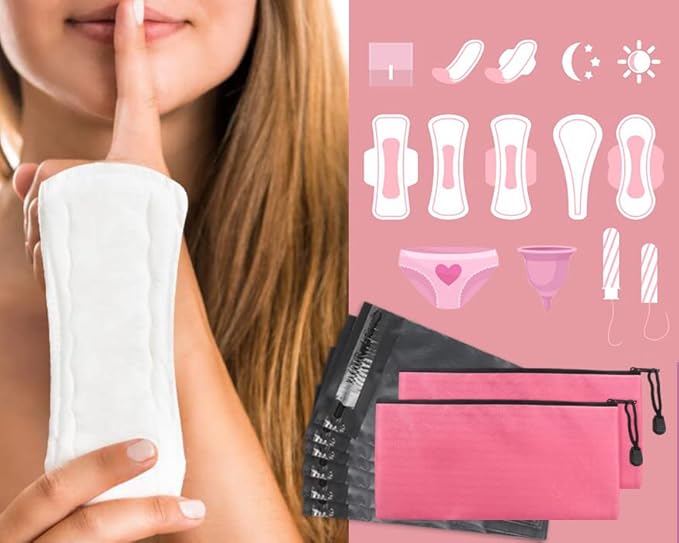Sanitary Napkin Disposal Bags, Feminine Personal Disposal Bags, 200pcs Grey Opaque Bags and 2pcs Pink Sanitary Napkin Storage Bags for Sanitary Disposal, Tampons, Pads, and Liners