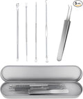 Blackhead Remover Tool Pimple Popper Tool Kit 5 Pack Blackhead Extractor Tools with Case Comedone Zit Acne Blemish Whitehead Removal Kit Professional Stainless Steel Extractor Tools for Face Nose