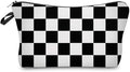 Deanfun Cosmetic Bag for Women, Black White Lattice Waterproof Makeup Bags Roomy Toiletry Pouch Travel Accessories Gifts (51782)