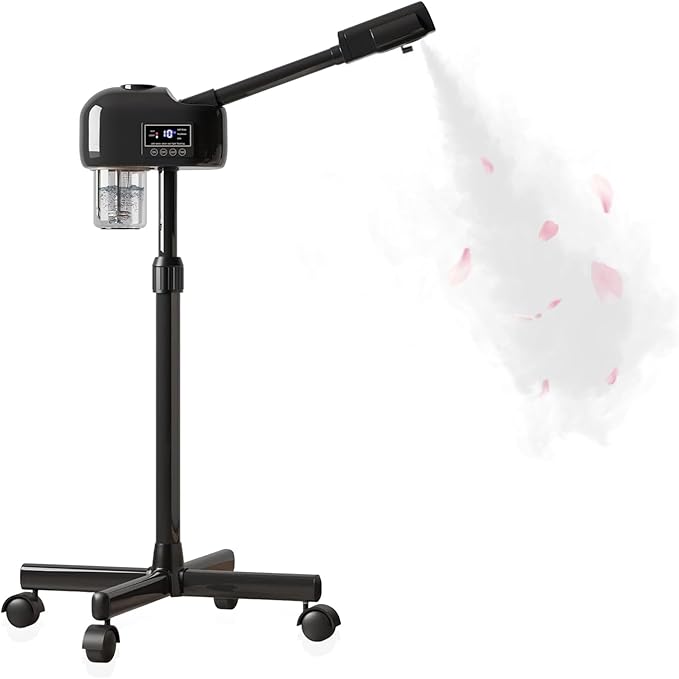 Facial Steamer for Estheticians, Timer Function & Hot Mist, Vaporizador Facial Steamer Professional On Wheels for Home Use & Spa Salon Skin Cleasning