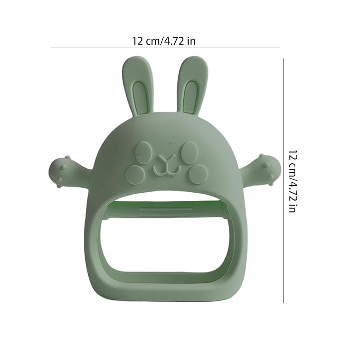Children Teething Toy, Soft Flexible Texture, 12x12x4.5cm, Gum Massager, Care Accessories, Adorable Bunny Design, Ideal for 6-12 Months Boy Girl