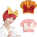 Microfiber Hair Towel Wrap for Women, 2Pcs Hair Towel Cap.Soft Absorbent Turban Hair Towel for Long and Wet Hair (Orange & Pink)