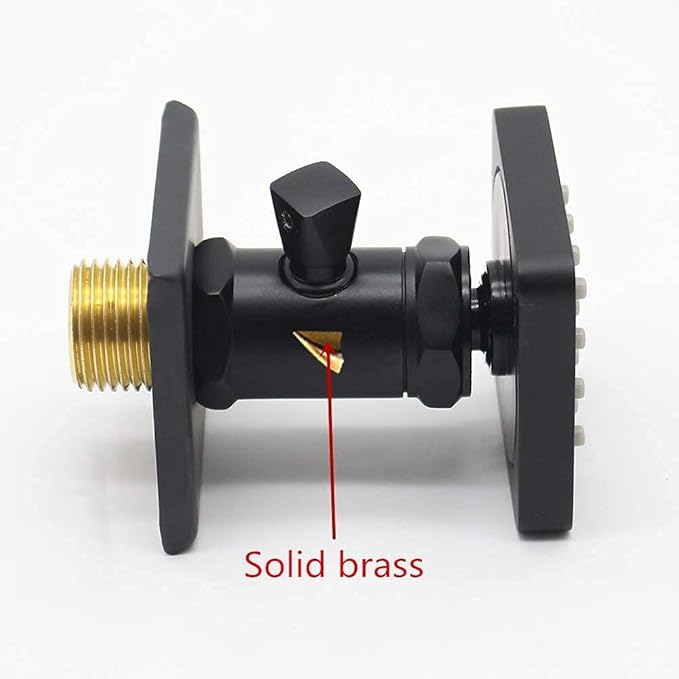 Solid Brass Shower Body Spray with On Off Switch Massage Square Body Jets Wall Mount, Rotating Matte Black Body Sprayers NPT 1/2” Female, Flow Can Be Controlled