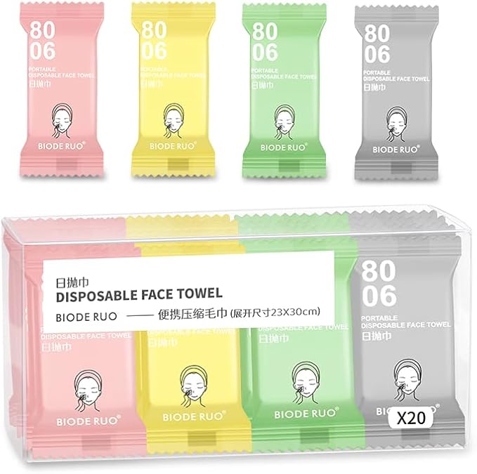 20 pcs Compressed Towels for Travel, HOMIOVE Portable Thick Disposable Compressed Face Washcloths, Large Camping Cotton Soft Reusable Compression Towels for Home Hotel Guests Salon Outdoor Activities