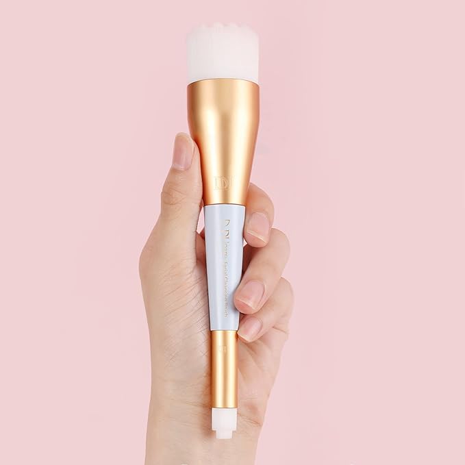 DUcare Manual Facial Cleansing Brush, 2-in-1 Skin Care face Brush Dual End Facial Manual Dual Face Wash Brush for Deep Pore Exfoliation Massaging