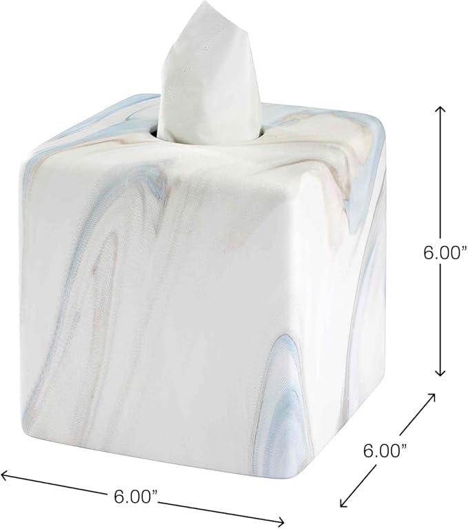 Avanti Linens - Tissue Box Cover, Resin Countertop Accessories, Guest Bathroom Essentials (Waves Collection, Blue)