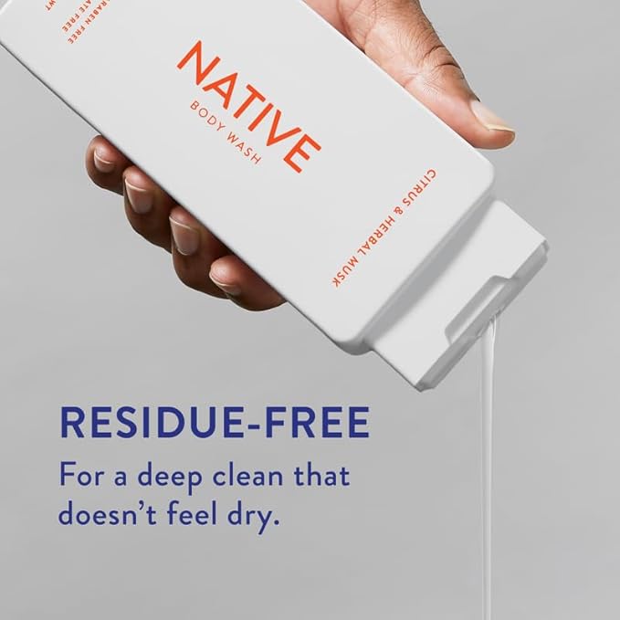Native Body Wash Contains Naturally Derived Ingredients | For Women & Men, Sulfate, Paraben, & Dye Free Leaving Skin Soft and Hydrated | Citrus & Herbal Musk 18 oz