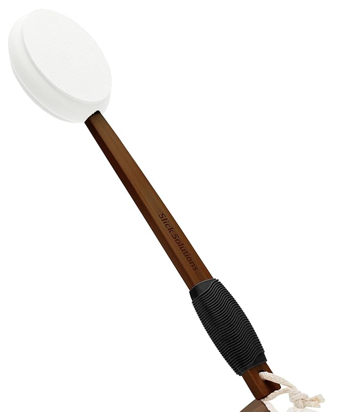Slick- Lotion Applicator, 17 Inch, White, Back Applicator Lotion, Certified Organic, Easy Reach Washable, Self Tanner for All Skin Tone
