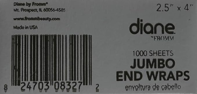 Diane by Fromm Jumbo End Wraps – Pack of 1000 Wraps for Styling Hair in Salon or at Home – Large – 2.5” x 4” – White – D8327