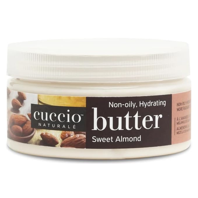 Cuccio Naturale Butter Blend Sweet Almond Body Butter – Ultra Moisturizing Non-Greasy Cream for Dry Skin – Enriched with Vitamin E & Fatty Acids – Paraben & Cruelty Free – 8 oz (Pack of 1)