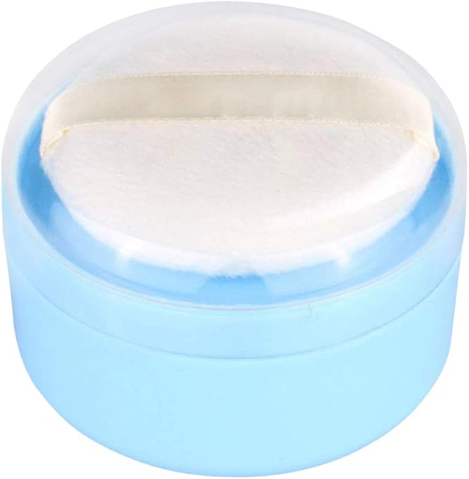 After-Bath Puff Box Empty Body Powder Container Dispenser Case with Sifter and Powder Puffs for Home and Travel Use