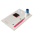Acrylic Eyelash Grafting Pallet, Lash Tile holder, Bigger Size Glue Cups Eyelash Extensions Storage Gasket Pads with Magnetic Suction for 2 Tweezers (White-7.87x5.12in)