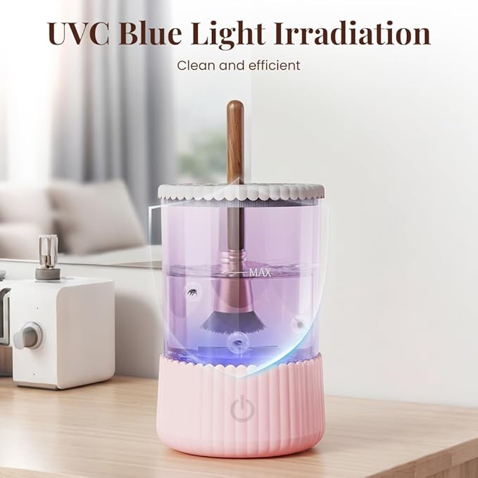 Electric Makeup Brush Cleaner, 2026 New Multi-Functional Cosmetic Brush Cleaner Machine, Portable Automatic Makeup Brush Cleaning Solution With Dryer-Holder, Beauty Gift for Women (Blue)