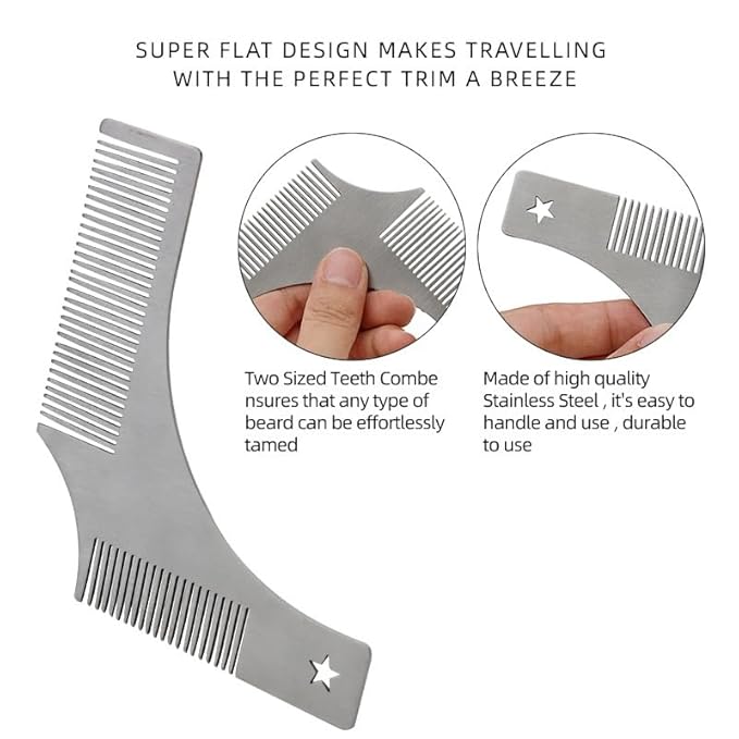 Beard Shaping Styling Tool with inbuilt Comb for Men, Men Beard Shaping Styling Template Comb Men's Beards Beauty Tool For Trimming Moustache Shave Comb Styling Tool(Black)