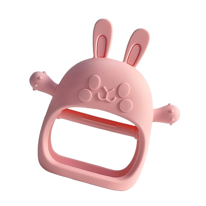 Children Teething Toy, Soft Flexible Texture, 12x12x4.5cm, Gum Massager, Care Accessories, Adorable Bunny Design, Ideal for 6-12 Months Boy Girl