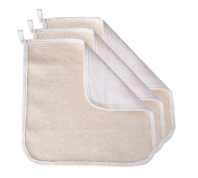 PARADISO Evriholder Soft-Weave Exfoliating Wash Cloths Dual-Textured for Face and Body, Pack of 3, White