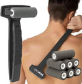 bearback Lotion Applicator for Back & Body - Long Reach Folding Handle with Reusable Foam Rollers - Apply Lotion, Medication, Ointment, Sunscreen, Self Tanner - (Black) (Handle with 7 Rollers)