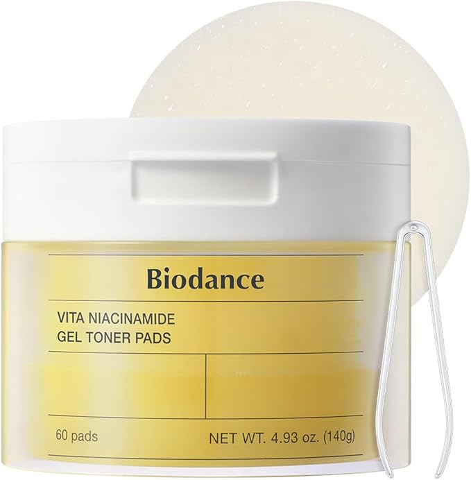 Biodance Vita Niacinamide Gel Toner Pads, Dark Spot Corrector, Evening Skin Tone, Gentle Exfoliating Toner Pads with Vitamin C, Pre-Soaked Pads, Korean Skin Careㅣ4.93 fl.oz.(140g)*60Pads