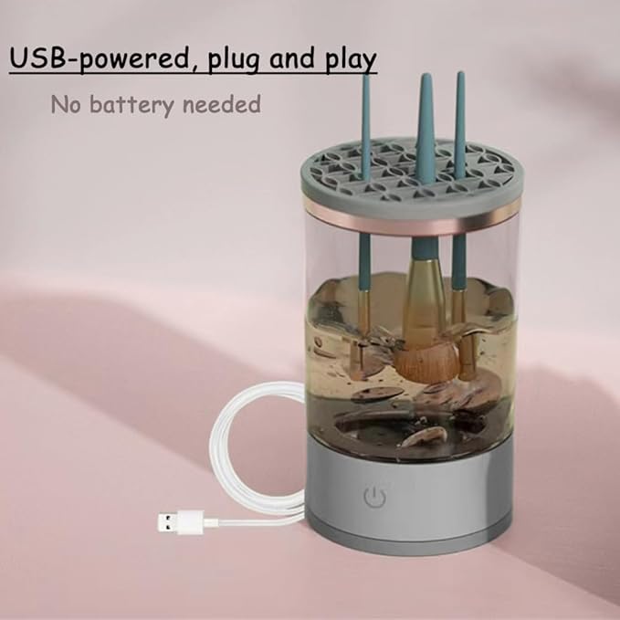 Makeup Brush Cleaner, Automatic Makeup Brush Cleaning Machine, 3-in-1 Electric Beauty Brush Cleaner, Air Drying and Dust-proof Organizer, Makeup Brush Tool, Great Gift for Makeup Friends