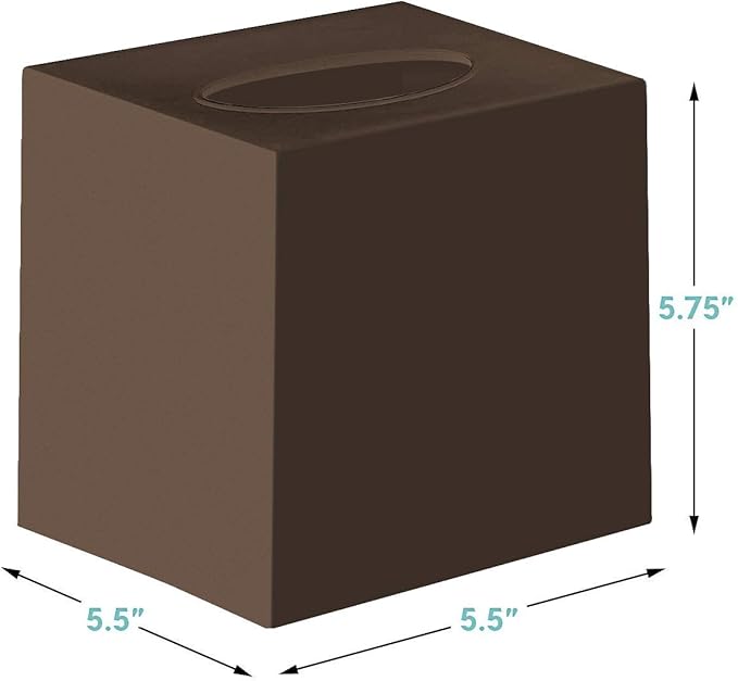 Bronze Tissue Box Cover Square - Plastic Facial Tissue Box Holder - Decorative Cube Tissue Holder Dispenser Fits Any Vanity Countertop, Bedroom Dresser, Office, Bathroom Decor