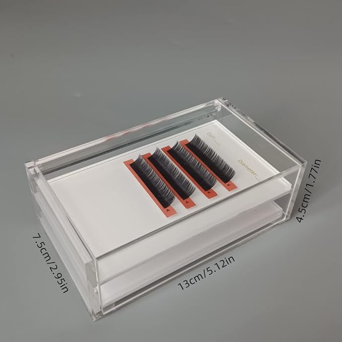 2 Layers Acrylic Eyelash Pallet Organizer Box, Grafting Eyelash Clear Makeup Display Container for False lashes Transparent Storage Case (White)
