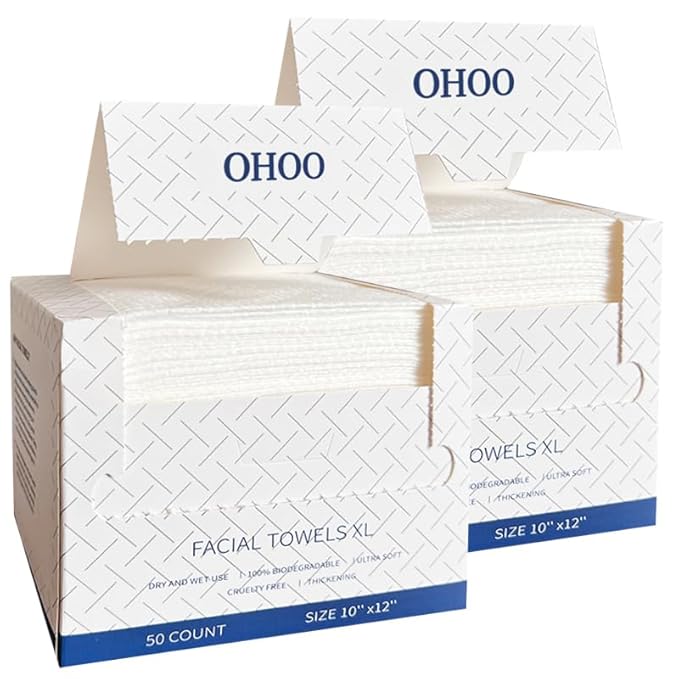 Disposable Face Towels 10"×12" Makeup Remover and Clean Soft and Thick Dry Wipes Facial Tissue XL Towelettes 100 Count