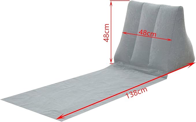 2X Inflatable Outdoor Sun Bath Beach Mat Pillows Flocking Beach Chairs with Backrest Inflatable Lounger for Portable Travel Camping