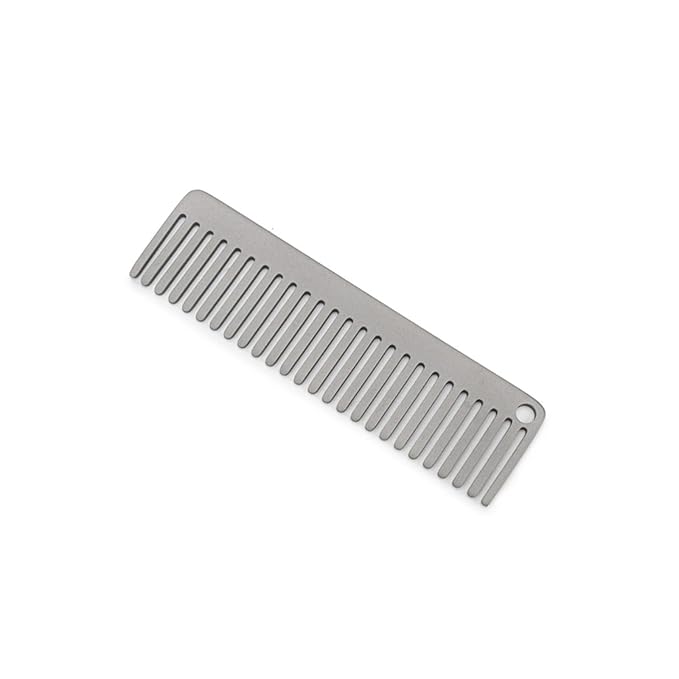 Pure Titanium Hair Comb for Men and Women - Wide Tooth Comb for Curls, Anti-Static Brush with Satin Finish, Compact Pocket Grooming Brush for Travel and Daily Carry