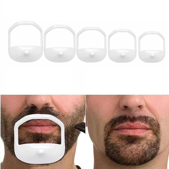 Beard Shaping Template Set, 5 Grooming Tools for Mustache and Goatee Styling
