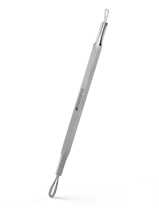 Suvorna Skinpal s25 - Whitehead & Blackhead Remover, Cleaner & Comedone Extractor 2 in 1. Made of Dermatologist Grade Surgical Steel. Approved by Best aestheticians, Comes with Product Guide & Pouch.