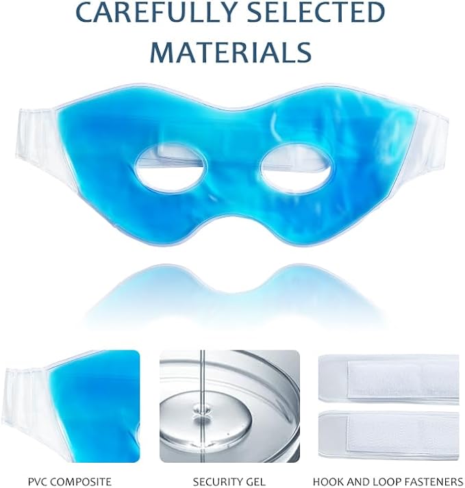 Cooling Eye Mask for Puffiness & Migraines - 2 Pack Reusable Hot and Cold Therapy Gel Mask for Dark Circles, Dry Eyes, Headache Relief - Free Non-Woven sleeve with Purchase (While Supplies Last)