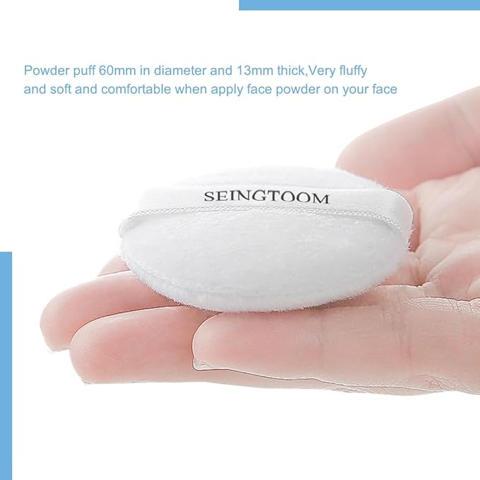 3Pcs Setting Powder Puff, 2.36 Inch Face Puff, Loose Soft Velour Body Powder Puff and Cases, White