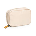 Hekyip Rectangular Beauty Bag, Small Travel Makeup Bag for Purse, Portable Waterproof Cosmetic Pouch for Ladies Women (Rectangular - Beige)