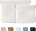 2 Pack Small Makeup Bag for Women, New Organosilicon Super Fiber PU Leather Mini Cosmetic Bag for Travel, Coin Purse Organizer Storage Pouch (Cream)