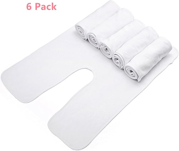 DEAYOU 6 Pack Facial Towels for Estheticians, U-Shaped Spa Towels for Facial, Soft Microfiber Massage Face Towels for Spa Steam, Barbers, Beauty Salons, Skin Care, SPA Centers, Split Design, White