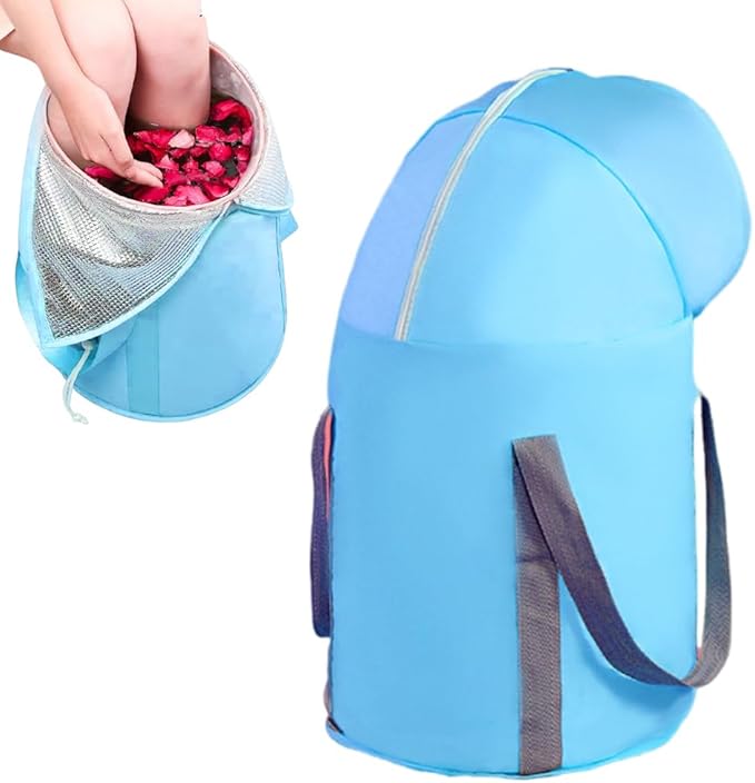 Collapsible Bucket for Soaking Feet,Portable Travel Foot Bath Tub,Fully Wrapped Knee Fumigation Foot Soaking Bath Basin,Foot Spa Bag for Outdoor Travel Camping Fishing (Blue)