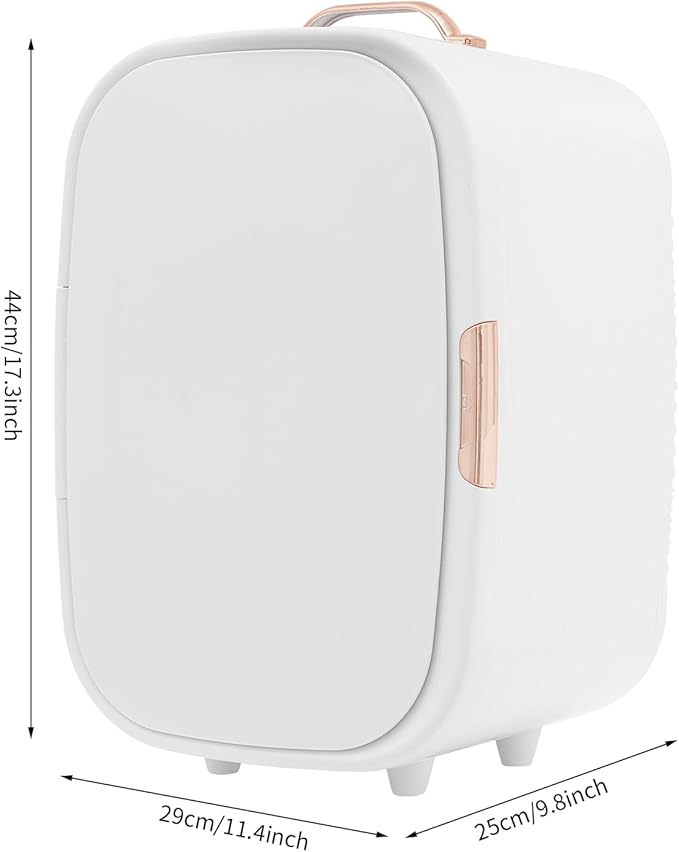 12L Mini Skincare Fridge, Compact Cosmetic Fridge with Cooling & Heating White Portable Beauty Fridges with Partition Boards and Handle for Bedroom Dorm Office (White)