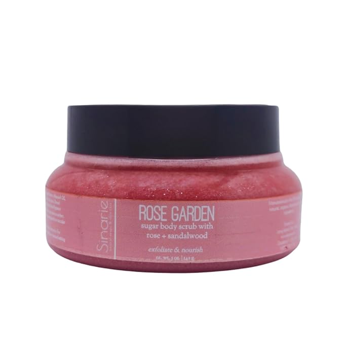 Exfoliating Sugar Scrub for Body – Hydrating Moisturizing Body Polish with Natural Oils – Gentle Spa Skincare for Smooth, Glowing Skin (5 oz., Rose Garden (Rose, Palo Santo & Sandalwood))