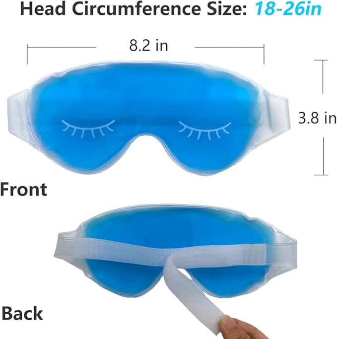 Cooling Eye Mask, Reusable Cold Eye Mask for Hot Cold Treatment for Eye Strain, Eye Swelling, Eye Redness, Puffy Eyes, Dark Circles, Smooth Fine Lines and Eye Recover Surgery. 2 Packs (Blue)