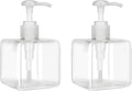250ml (8.5oz) Pump Bottle Dispenser Jansburg 2 Pack Refillable Square Plastic Lotion Dispenser Empty Lotion Pump Bottle for Essential Oil Soap Lotion Shampoo Bathroom Travel Clear