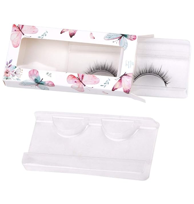 50 Pieces 25mm Rectangle Plastic Eyelash Trays Clear Lash Trays Holder Mink Lash Trays Eye Lash Tray for False Eyelashes Packaging Box Eyelash Storage Case Cosmetic Container Beauty Salons
