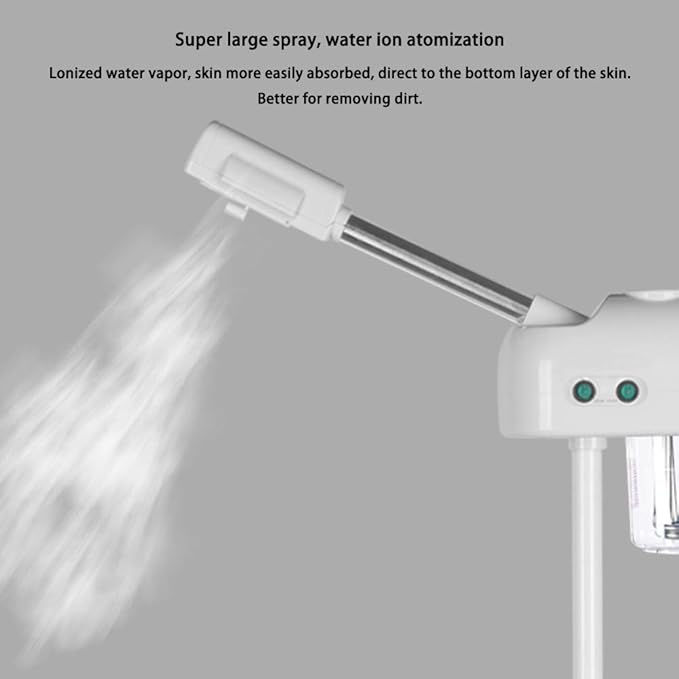 Professional Ozone Facial Steamer for Esthetician with Hot Mist, Stand Facial Steamer On Wheels, Height Adjustable & 360° Rotatable Nozzle, Home & Salon SPA