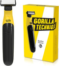 Gorilla Technique Men’s Groin & Body Hair Trimmer – 2-Way Pivot Blade, No-Nick Skin Guard, 4 Trimming Heads, 1–6mm Combs, IPX4 Waterproof, Electric Shaver for Pubic & Ball